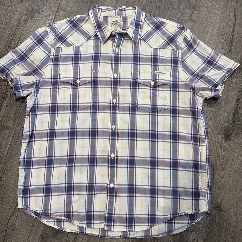 Lucky Brand Plaid Western Wear Button Up Men's Shirt X Large